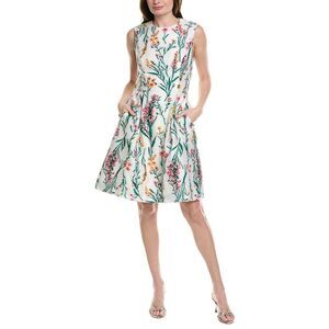 Lela Rose Womens  Betsy Silk-Blend Dress, White